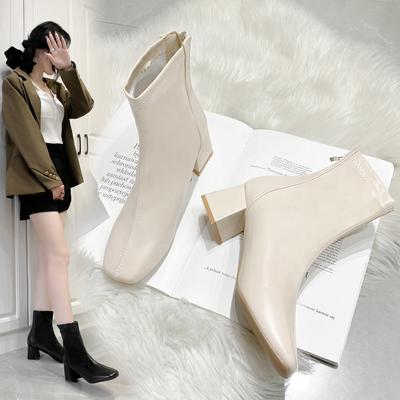 Короткие сапоги большого размера, толстый каблук, квадратный носок, короткая трубка, британский стиль, модные ботинки Martin для женщин