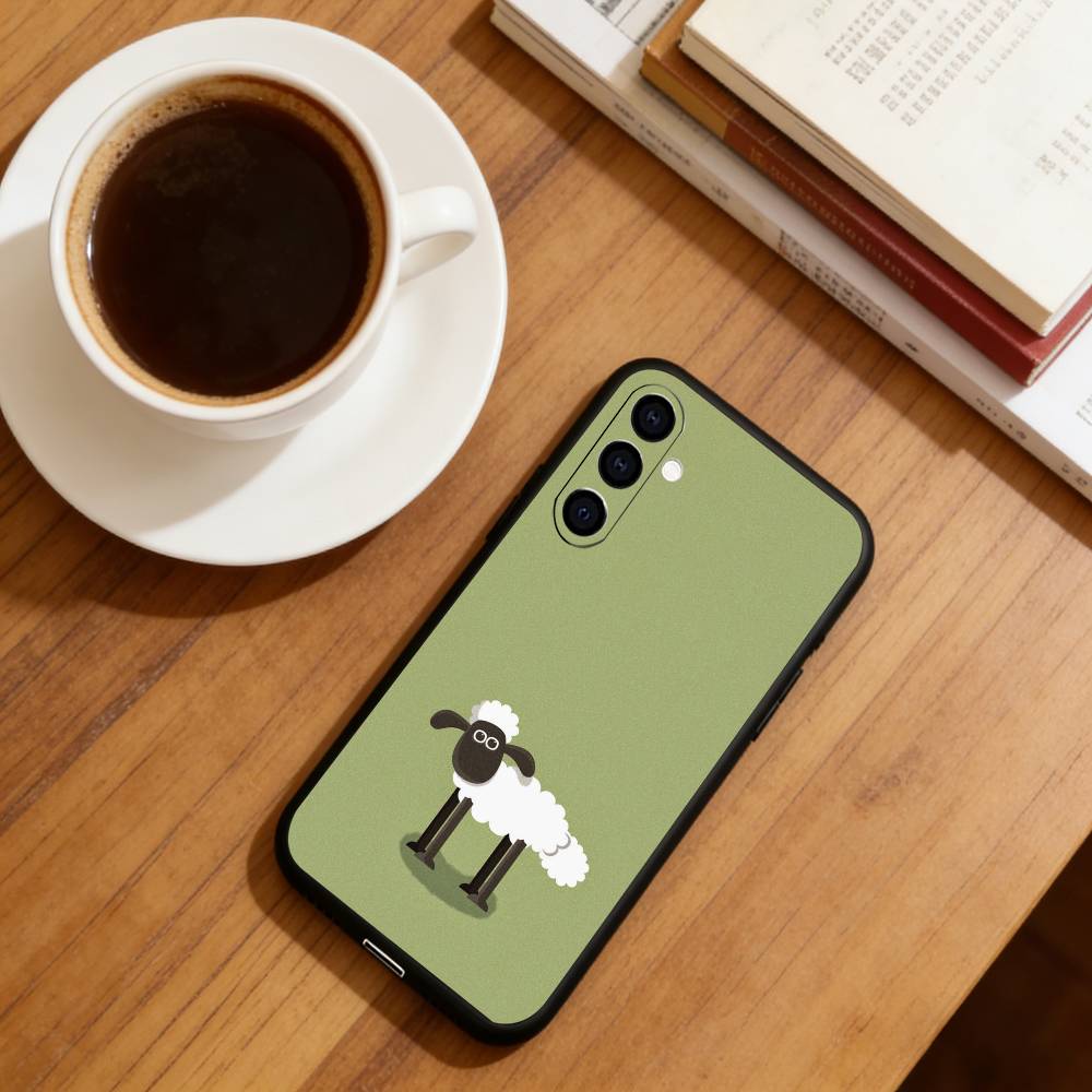 Shaun the Sheep Phone Case For Samsung Galaxy A73,A72,A71,A70,A53,A52,A51,Soft Silicone Black Cover