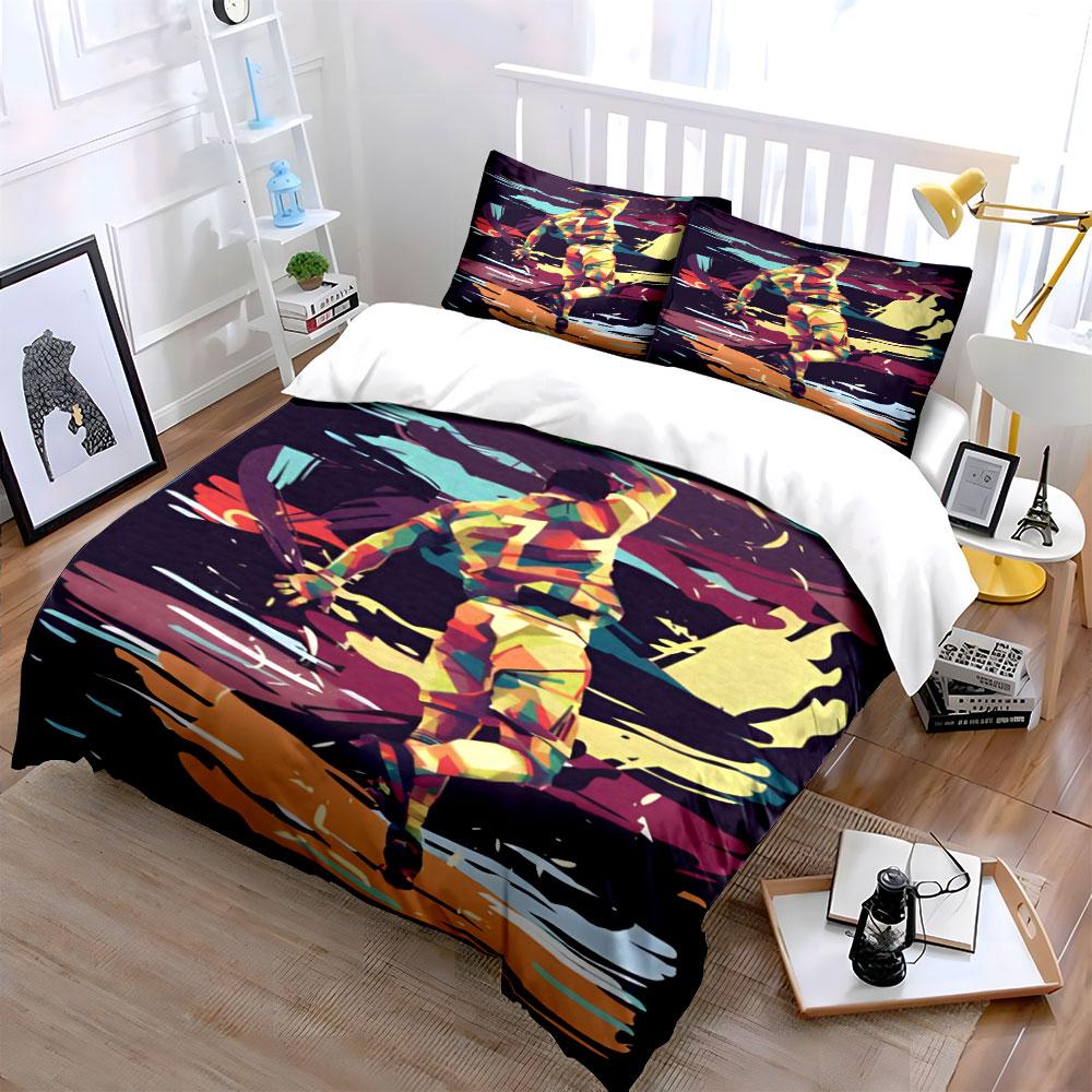 Colorful cricketer abstract illustration. Bedding sets Duvet cover sets Duvet covers Pillowcases(1 * Duvet Cover 2 * Pillowcases without duvet insert)