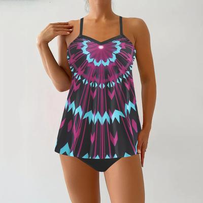 Модный комплект из 2 предметов для девочек, принтованный топ с короткими рукавами, на шнуровке, купальник-накидка, купальный костюм