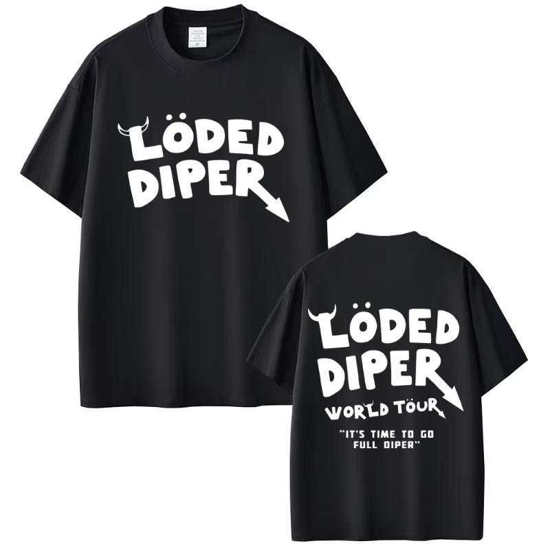 Футболка Loded Diper World Tour Унисекс Женская Одежда Винтажная Рок Оверсайз Футболки с Коротким Рукавом Унисекс Повседневные Хлопковые Футболки