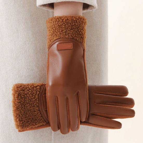 2 шт. Женские перчатки из искусственной кожи Водонепроницаемые Ветрозащитные Сенсорные Уличные Велосипедные перчатки Зимние Теплые Толстые Термоперчатки