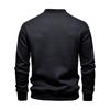 Men's Velvet Long Sleeved Quarter Buttoned Sweatshirt Casual Knit Pullover Baseball Collar