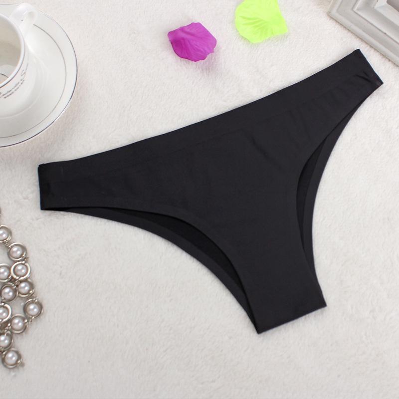 Seamless Ice Silk Mid-Rise One-Piece Triangle Bikini Thong