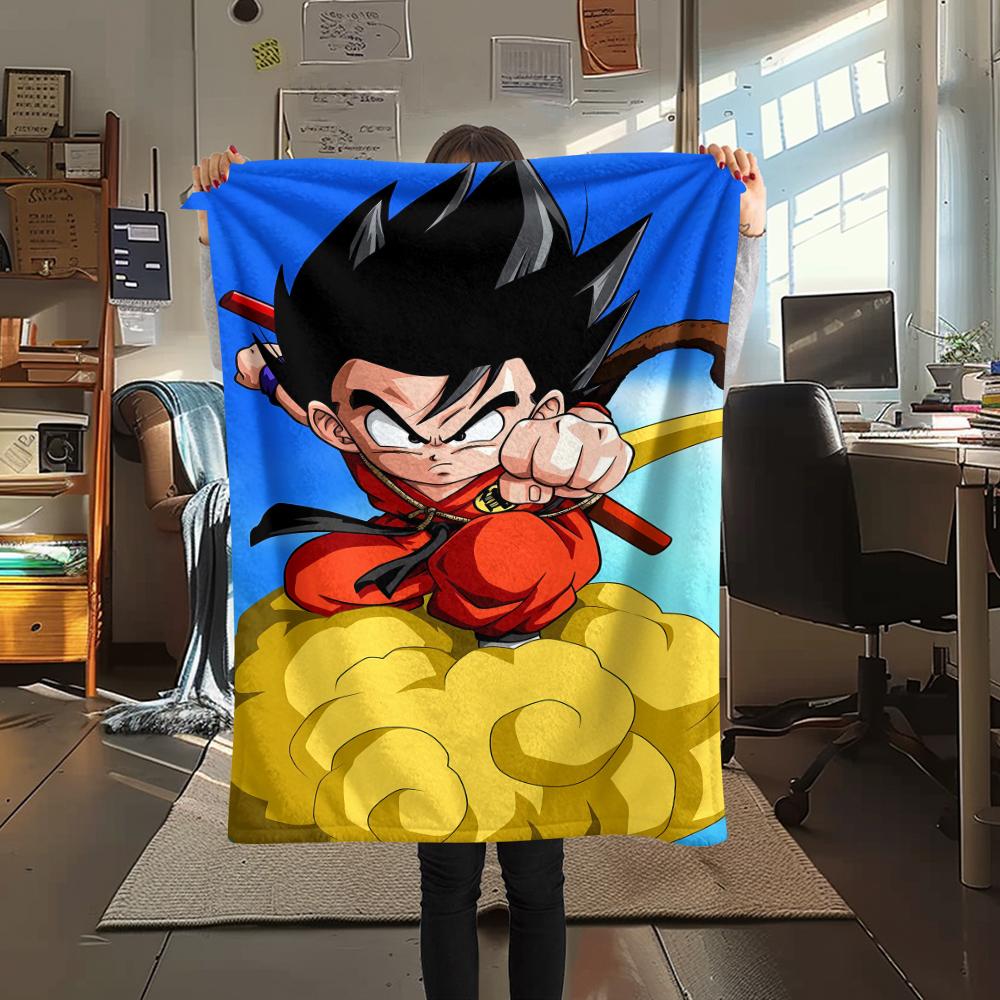 Фланелевое одеяло с принтом персонажей Dragon Ball, Высококачественное, Удобное для всех сезонов, Декор для дома, Тепло и уют, Идеально для рождественских подарков
