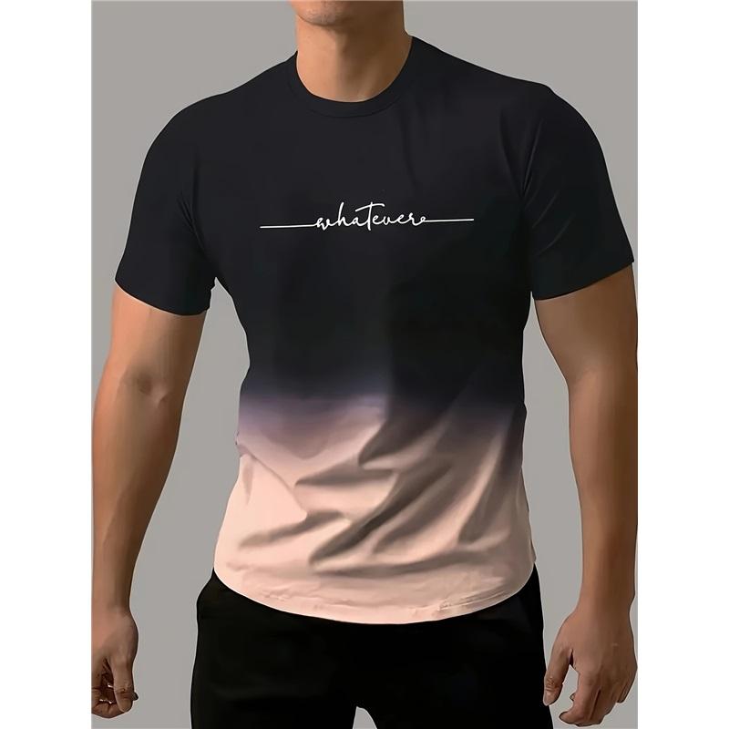 Простая градиентная 3D-печать футболка с короткими рукавами большого размера спортивная дышащая мужская одежда