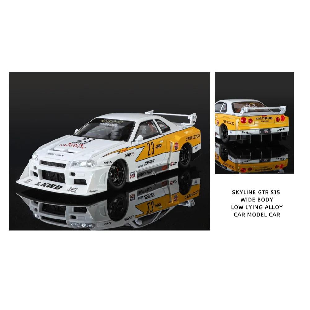 1/24 Nissan Skyline GTR-R34 S15 гоночный автомобиль из легкого сплава, модифицированные транспортные средства, литая металлическая модель автомобиля, звуковая и световая детская игрушка в подарок C354