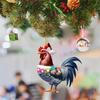 6 шт. Рождественский орнамент в виде петуха, 2D акриловая рождественская шляпа, кулон в виде петуха, сезонное украшение для подвески на елку, автомобиль, декор