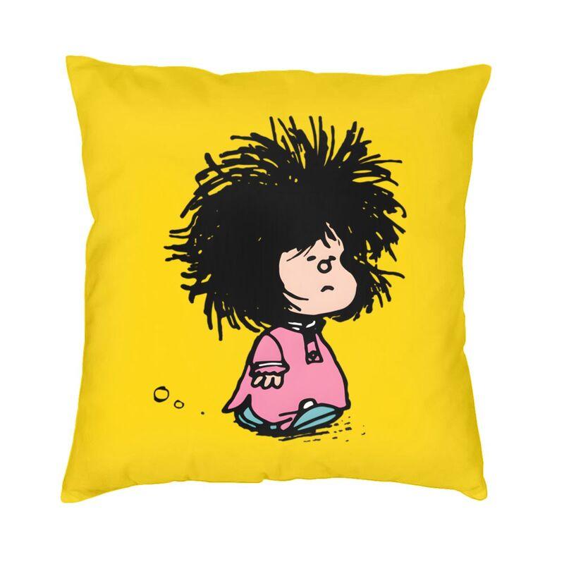 Comic Mafalda Rock Guitar Cushion Covers Sofa Decoration Cartoon Quino Manga Square Throw Pillow Case 40x40cm