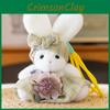 Cute Cartoon Plaid Skirt Rabbit Holding Flower Plush Toy Pendant Keychain