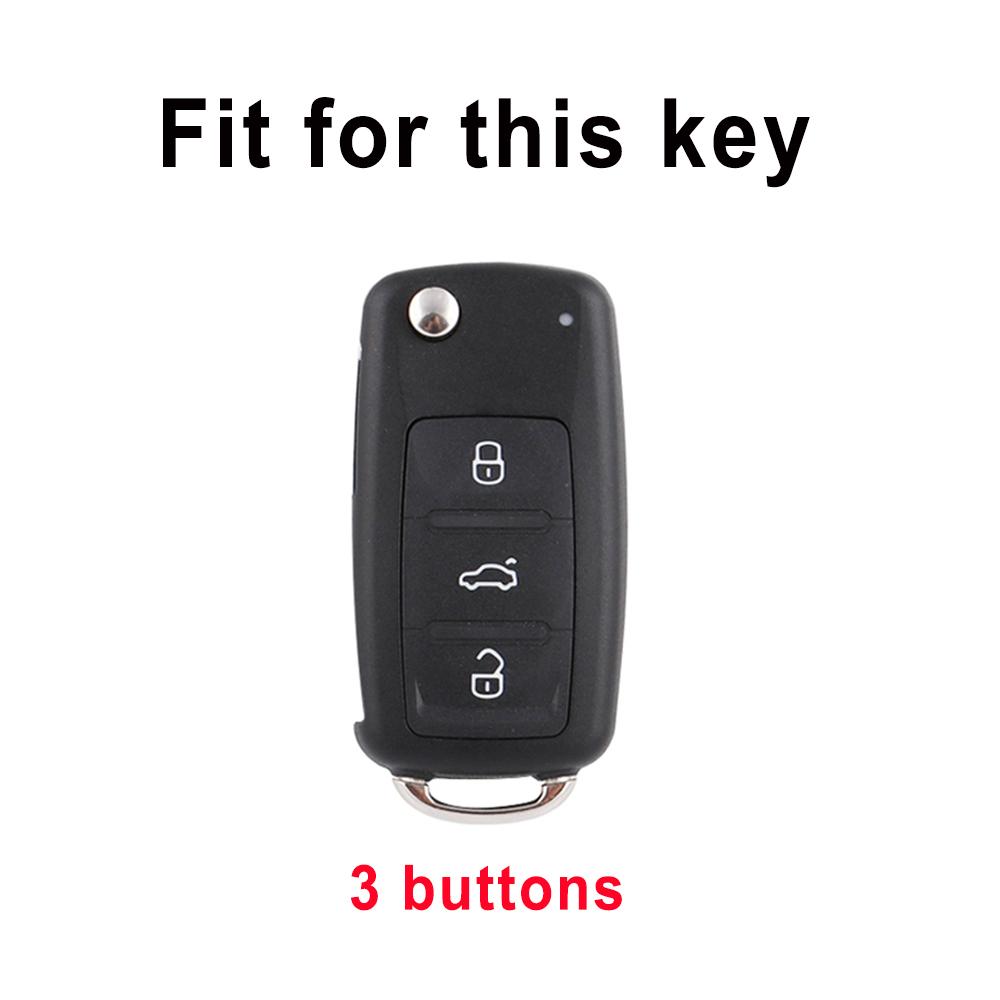 For Skoda Octavia For Volkswagen VW Bora Polo Tiguan Jetta Passat B5 B6 B7 Golf Beetle 3 Buttons TPU Leather Car Key Case Cover Ptorector