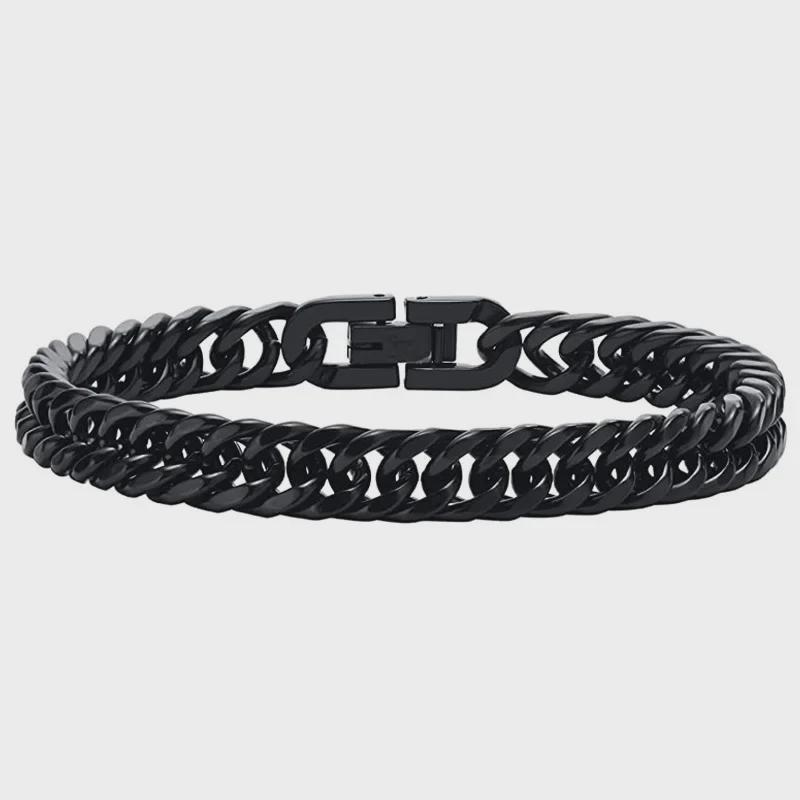 5-Piece Stainless Steel Cuban Figaro Bracelet Set - Non-Fading Titanium Steel Fashion Casual Accessory