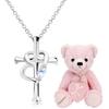 Necklace Cross Heart Diamond Birthstone Silver Pink Teddy Bear Blue Moonstone June [Sears] P5257-tdt-01-p06