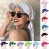 1Pc Women Turban Caps Durag Brim Cap Sun Visor with Pre-Tied Head Scarf Hijab Muslim Pure Color