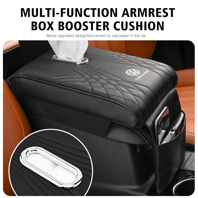 Car Armrest Height Booster Cushion Leather Metal Storage Pocket Pad For Volkswagen VW Scirocco Jetta Beetle Golf 4 5 6 Passat zg7