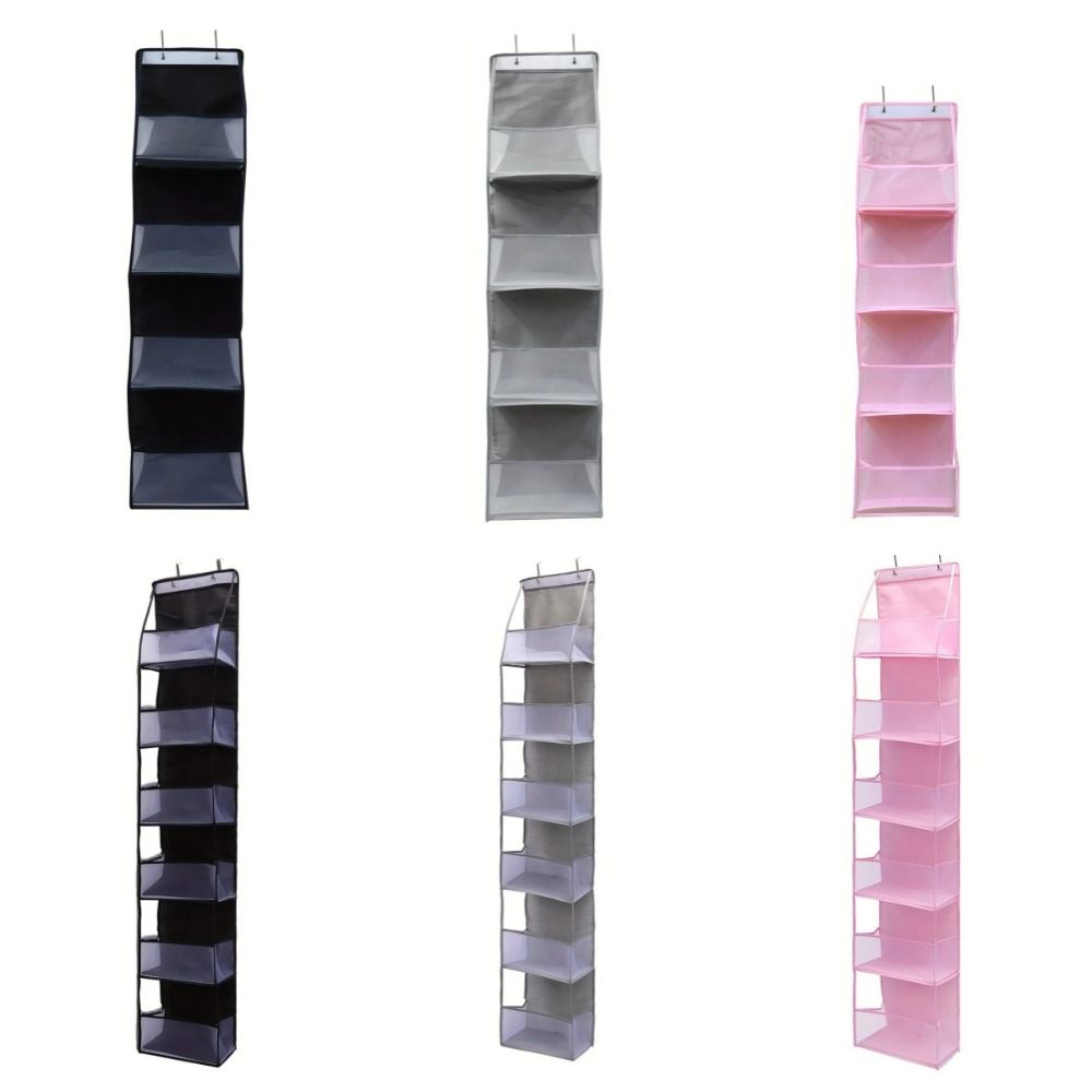 Solid Color Storage Hanging Bag Six Compartments Bag Organizer Toy Snack Storage Bag  Closet