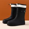 Fashion Rain Shoes Women's Waterproof Mouth Medium Tube Rain Boots Lightweight Waterproof Rubber Shoes Comfortable Work Outdoor Wading Shoes Women