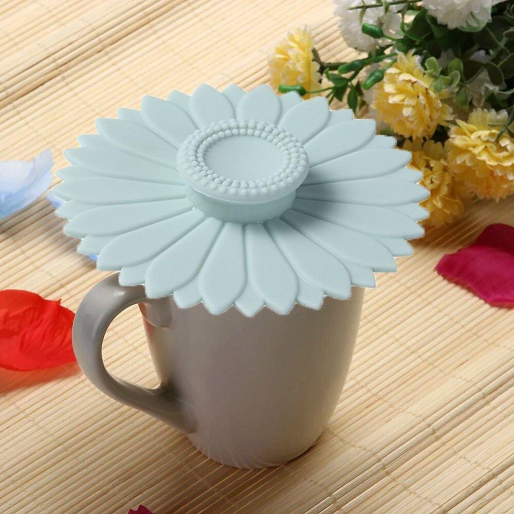 Sealed Sunflower Silicone Cup Lid Seamless Coffee Mug Lids Drinkware Cup Cover Glass