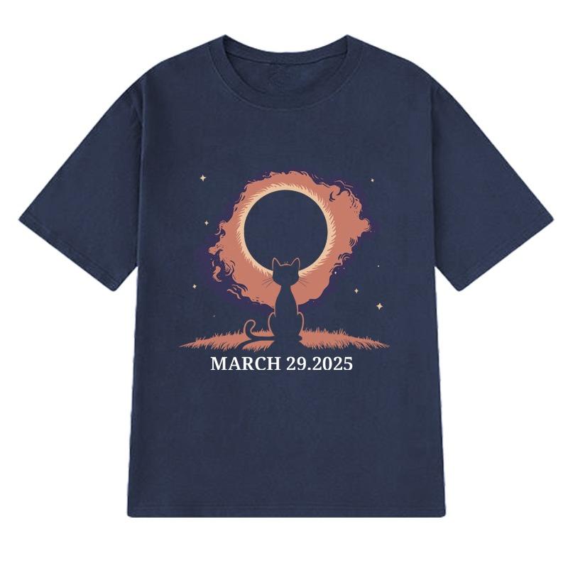 New in Funny Solar Eclipse Cat T Shirt Summer Men Women Harajuku Oversized Short Sleeve Tshirts Unisex Cotton Clothing