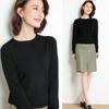 Женские зимние топы, однотонные, с круглым вырезом, с длинным рукавом, свитер, свободный