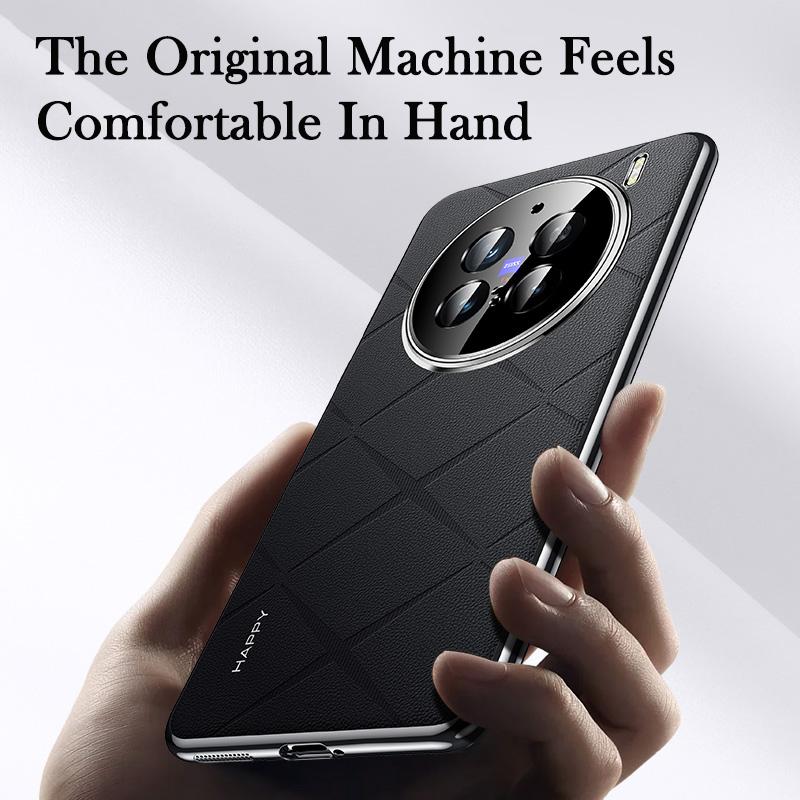 KEYSION Grid Pattern PU Leather Case for VIVO X200 Pro 5G Plating PC Camera Lens Protection Phone Back Cover for VIVO X200 Pro