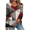 Womens Long Sleeve Tops V Neck Shirts Casual 3D Flower Print Basic Trendy Tee Blouses Fall Tunic Outfits Fitted T Shirts