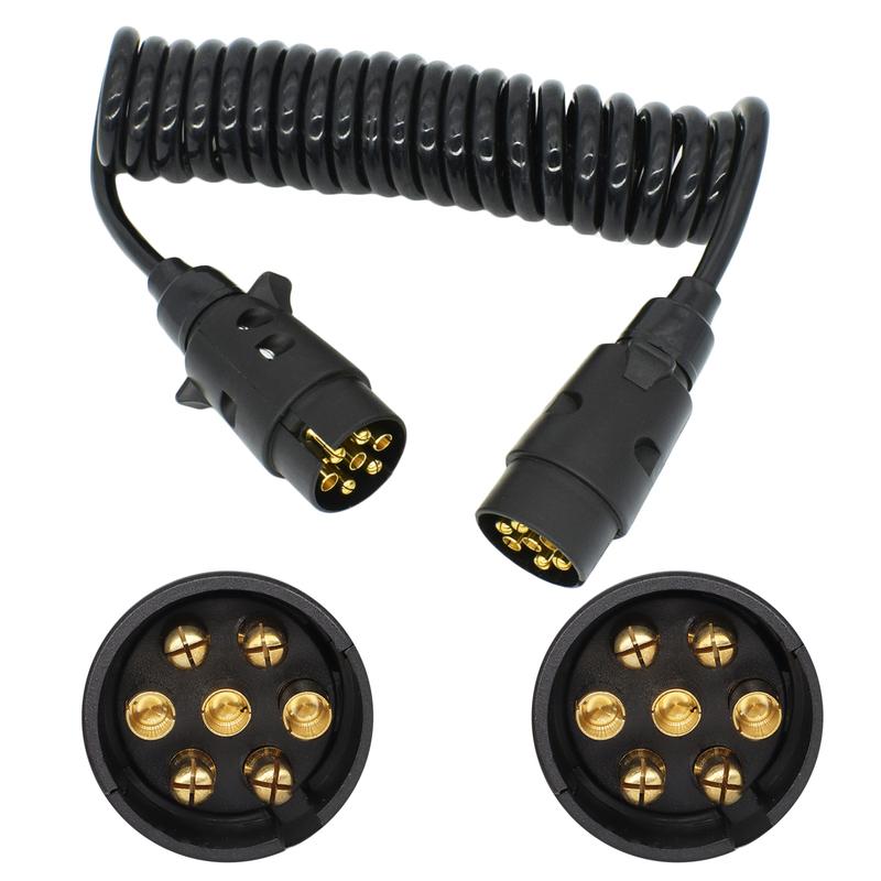 7 Pin Trailer Truck Light Edge Connector Copper Extension Cable Trailer Power Cord Plug Vehicle Extender Socket Car Accessories
