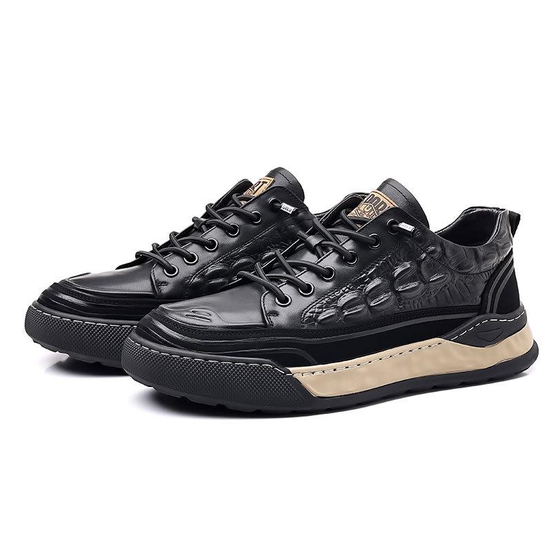 Autumn Men's Shoes 2025 New Fashion Leather Board Shoes Men's Breathable Versatile Crocodile Pattern Casual Shoes Street Trend