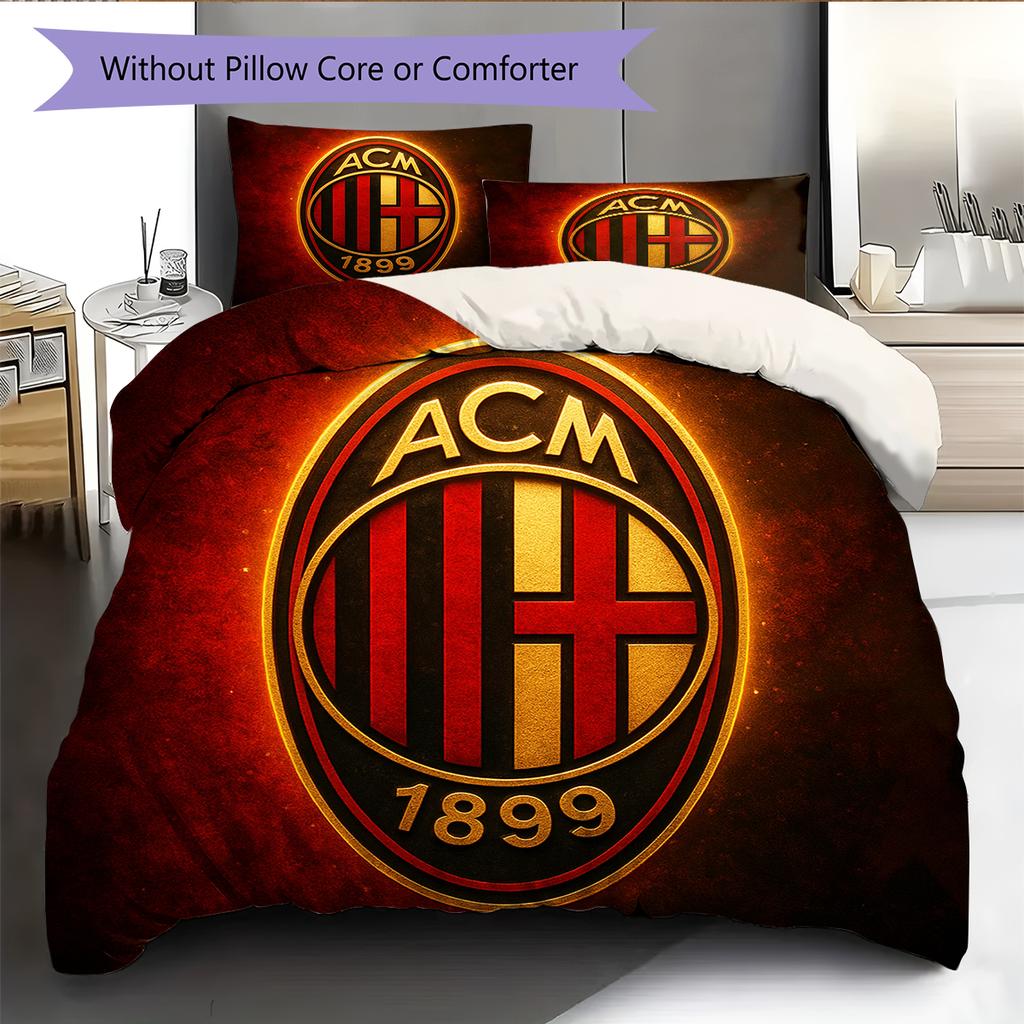 AC Milan Pattern Bedding Home Decoration Birthday Gift (1 * duvet cover + 2 * pillowcase, without core)