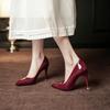 Туфли с острым носком и красной подошвой, шпильки, высококачественные женские свадебные туфли, темперамент, сексуальные туфли, высокие каблуки, одинарные туфли