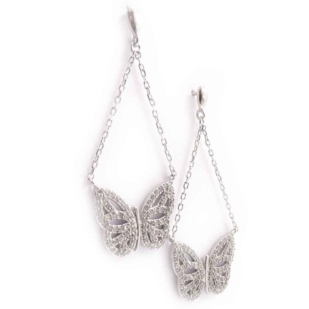 Les Trésors De Lily [J8629] - Серебряные серьги «Возвышенные бабочки», белые
