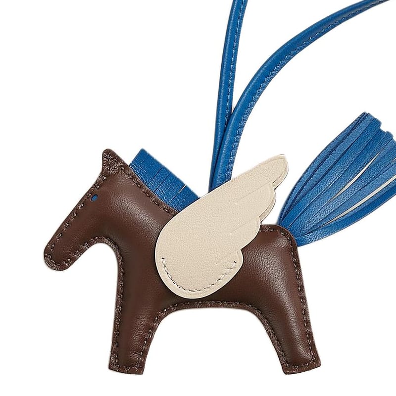 HERMES Rodeo Pegase Milo Lambskin With Swift Calfskin Bag Accessory Unisex Chocolate & French Blue & Chalk H083010CACY