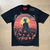 New Godspeed Skeleton Sunset Rose Flower Sea Print T-Shirt Men Short Sleeve T-Shirt