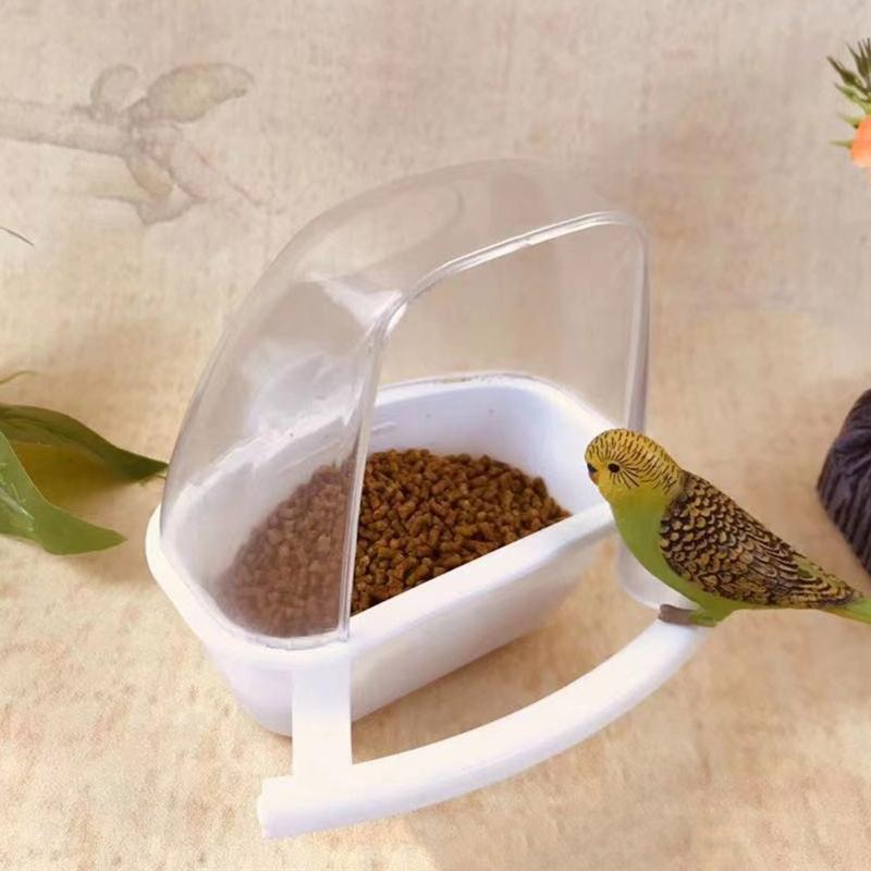 Parakeet Food Dispenser No Mess Plastic Parrot Feeder with Perch Cage Accessories for Small Bird Cockatiel Finch