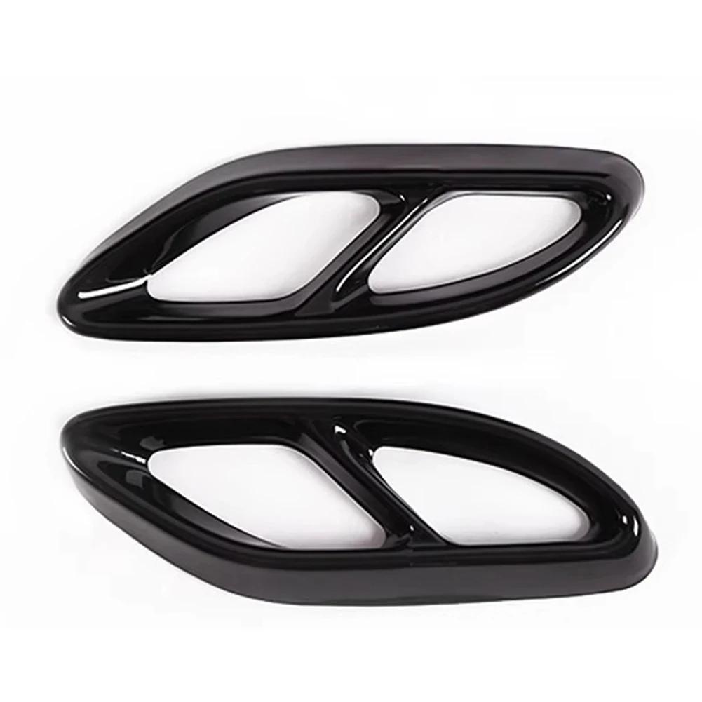 For Mercedes Benz A/C/E/B/GLC/CLA/CLS Class Car Exhaust Tip Muffler Pipe Cover 4 Outlet Tail Pipe Rear Diffuser Cover 2Pcs