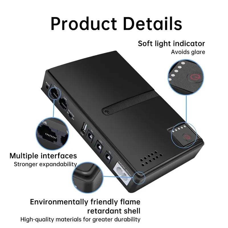 DC1018L Uninterruptible Power Supply 18W and Replaceable 18650 Battery Desgin - 5V 9V 12V Output for Router Modem Backup Power