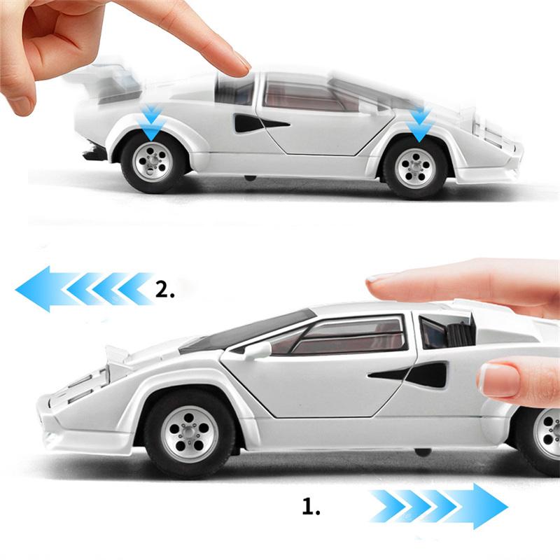 1/32 Lamborghini Countach LP5000s Сплав Модель Спортивного Автомобиля Литые Металлические Гоночные Автомобили для Трека Модель Транспортных Средств Симуляция Звук Свет Детская Игрушка Подарок