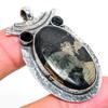 Natural Pyrite Agate, Spinel Gemstone 925 Sterling Silver Pendant 1.97" G9f74