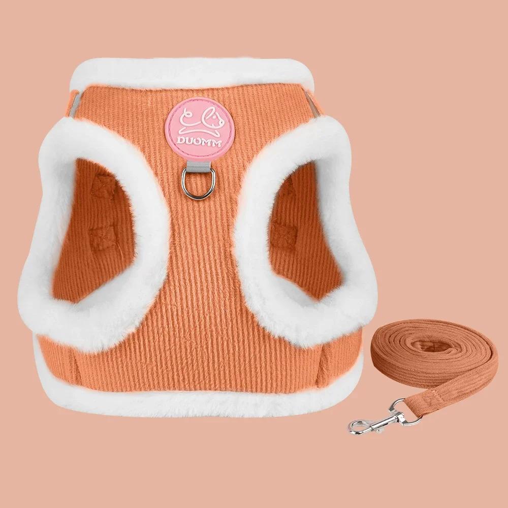 Winter Warm Chihuahua Dog Harness with Fur Walking Pet Harnesses and Leash Set for Small Dogs Puppy Yorkies mascotas Accessories