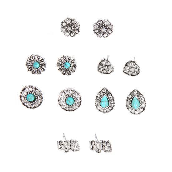 6 пар/компл. Бохо слон любовь сердце бирюзовые серьги-гвоздики женские ювелирные изделия подарок