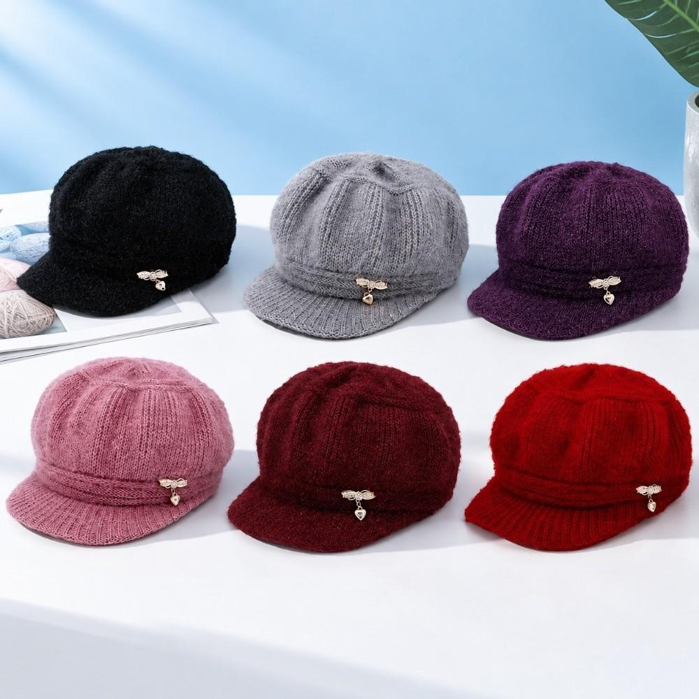 Windproof Pumpkin Beret Hat Thickened Ear Protection Cap Fashion Beanies Hat for Middle Aged Women