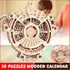 3D Puzzles Wooden Mini Unique Perpetual Calendar Mechanical Transmission Carving Laser Engraving Calendar Gift Toy