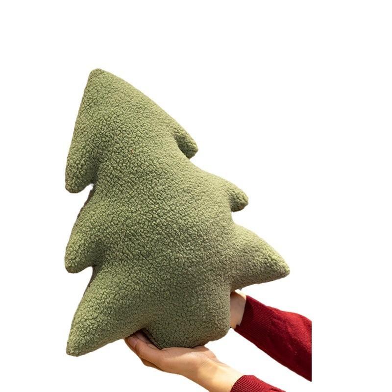 Festive Christmas Tree Plush Pillow With Padded Pp Cotton Filling For Sofa Decor