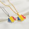 Anniyo Romania Map Flag Pendant Necklaces Silver Color/Gold Color Romanian Jewelry Ethnic @258621