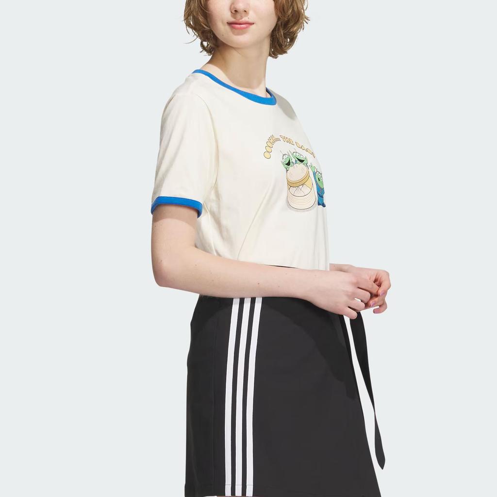 adidas Футболка Neo X Disney Alien с принтом Pixar Three-Eyed Alien и цветными блоками, женские топы Off-White IP9383