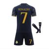 Real Madrid Ronaldo Kids Soccer Jersey Set, Black, Polyester Football Kit for Youth Training and Match