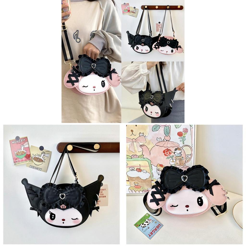 Kuromi My Melody Cute Cartoon Nylon Shoulder Bag With Internal Phone Pocket For School And Shopping