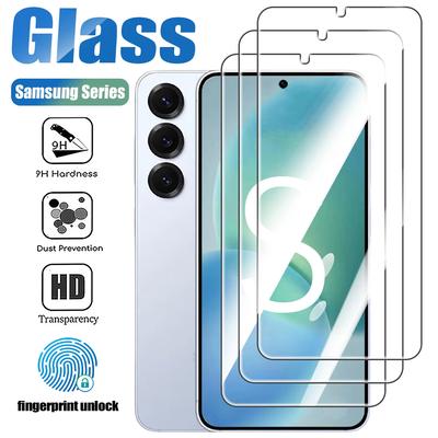 3 шт. Закаленное стекло с разблокировкой по отпечатку пальца для Samsung Galaxy S26 S25 Edge S24 Ultra S23 S22 S21 Plus S20 FE Note20 5G Защитная пленка для экрана