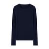 Women's Slim Fit Ribbed Wool Sweater - Round Neck, Thin and Soft Base Layer, Versatile and Close-Fitting Plush Top