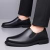 Fashion Thick Soled Office Formal Shoes Men Casual Leather Shoes Men Wear-Resistant Anti-Skid Round Toe Loafers Business Dress Footwear